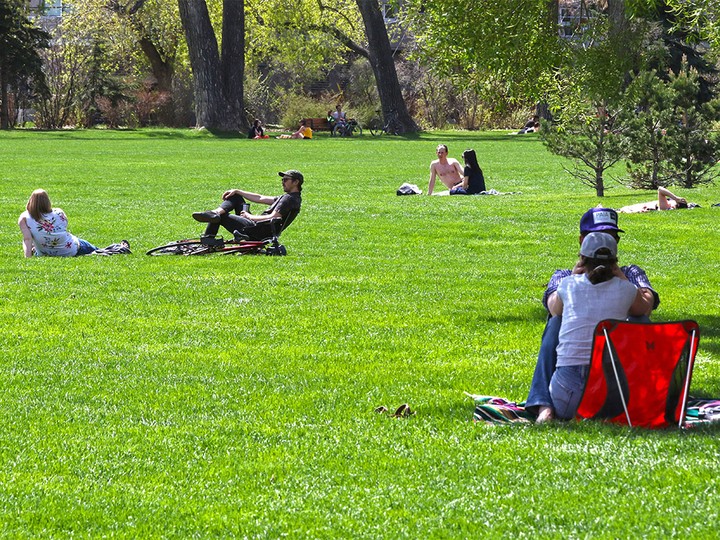  There was plenty of room for physical distancing in the sun at Riley Park in Calgary last Sunday.
