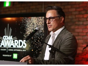 Andrew Mosker, President & CEO of the National Music Centre, speaks to a crowd at the King Eddy in Calgary as festivities for the 2019 Canadian Country Music Awards were announced.  Wednesday, June 26, 2019. Dean Pilling/Postmedia