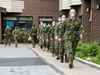 Canadian soldiers leave Hawthorne Place Care Centre in North York during the COVID-19 pandemic, May 27, 2020.