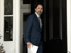 Prime Minister Justin Trudeau steps out of Rideau Cottage for a news conference in Ottawa, May 27, 2020.