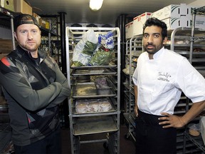 Derek Mihalik, owner of Starbelly Open Kitchen & Lounge, and Justin Wall, Executive Chef, planned to open their restaurant today but now have to wait until Calgary and Brooks are able to open dine-in restaurant services during the COVID-19 pandemic which isn't expected until May 25th.  Thursday, May 14, 2020.