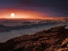 An artist's depiction of what the surface of Proxima b might look like.