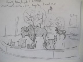 Concept art for Adrian Stimson's “Kawa’pomahkaiks – Animals That Roam the Prairie” — an art installation that will pay tribute to the animals that once lived in the area that is now Forest Lawn.