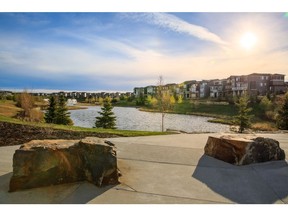 The storm water pond in the north Calgary community of Livingston.