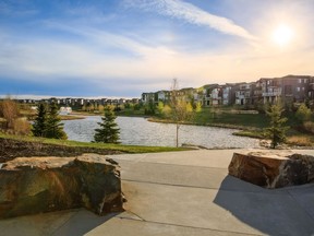 The storm water pond in the north Calgary community of Livingston. Courtesy, Brookfield Residential