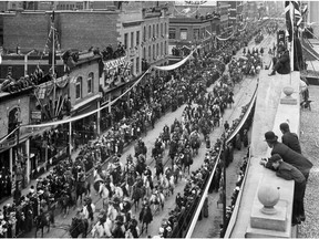 The 1912 Calgary Stampede parade — the first year of the event that became known as the Greatest Outdoor Show on Earth.