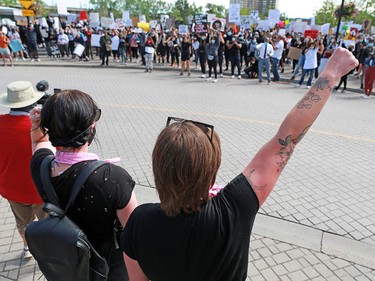 Several thousand Calgarians participated in an anti-racist rally in downtown Calgary on Monday, June 1, 2020.  Gavin Young/Postmedia