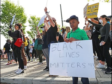 Several thousand Calgarians participated in an anti-racist rally in downtown Calgary on Monday, June 1, 2020.  Gavin Young/Postmedia