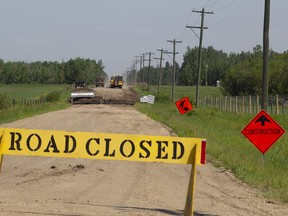 Highway maintenance near Bezanson, just east of Grande Prairie, in June 2019.