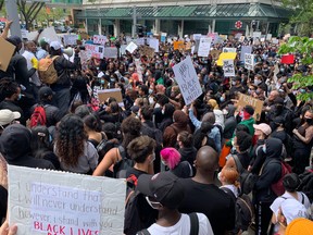 Thousands attend a Black Lives Matter rally in downtown Calgary