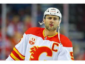 Calgary Flames' Mark Giordano during warm-up before facing the Montreal Canadiens during NHL hockey in Calgary on Dec. 19, 2019. Al Charest/Postmedia