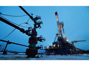 A well head and drilling rig in the Yarakta oilfield, owned by Irkutsk Oil Company (INK), in the Irkutsk region, Russia, March 11, 2019.