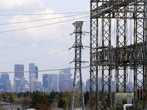 Power lines over looking the city of Calgary located at Sarcee Trail and Bow Trail S.W. on Tuesday, May 14, 2019.
