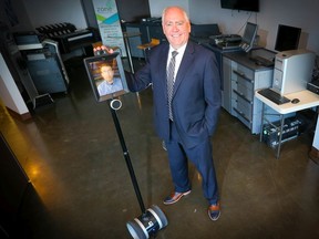 Darryl Graham with Z3 Networks with it's Telepresence Robot on Tuesday June 16, 2020.