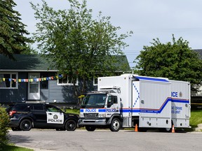 Calgary Police investigate a death at the 200 block of Margate Close N.E. on Thursday, July 2, 2020.