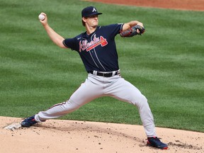 Mike Soroka of the Atlanta Braves pitches against the New York Mets during Opening Day at Citi Field on July 24, 2020 in New York City.