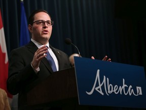 Advanced Education Minister Demetrios Nicolaides announces a new outcome-based funding model for the province's post-secondary institutions during a press conference in Calgary on Monday, January 20, 2020.