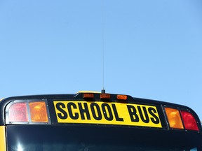 A school bus stored at the First Student Canada lot on 6th Street N.E. is shown on Wednesday, July 22, 2020.