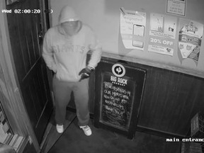 Calgary police are looking for this suspect who allegedly entered Nixx Pub on Edmonton Trail and fired a weapon before making off with an undisclosed amount of cash.