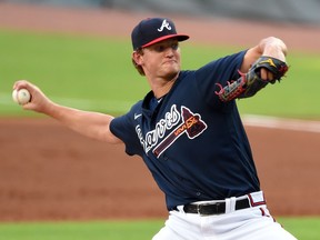 Mike Soroka delivers a pitch during an Atlanta Braves’ simulation game at Truist Park in Atlanta on July 8, 2020. John David Mercer/USA TODAY