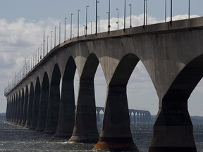 CP-Web. The Conferation Bridge is viewed from Borden-Carleton, P.E.I.