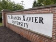 A sign marks one of the entrances to the St. Francis Xavier University campus in Antigonish, N.S., on September 28, 2018.