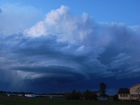 A storm cell forms north of Chestermere on Sunday evening, July 5, 2020.