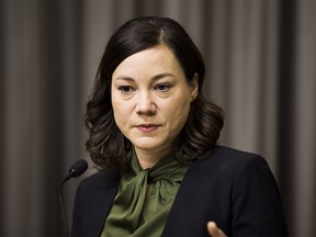 Shannon Phillips at a press conference.