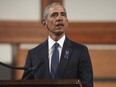 Former U.S. President Barack Obama speaks during the funeral service of the late Rep. John Lewis (D-GA) at Ebenezer Baptist Church on July 30, 2020 in Atlanta, Georgia.