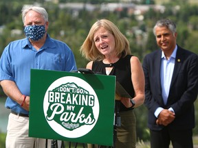 NDP Leader Rachel Notley announced the launch of her 'Don't Go Breaking My Parks' Campaign. The campaign aims to protect 184 parks, and public land areas. Friday, July 17, 2020.