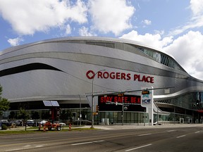 Rogers Place, home of the Edmonton Oilers, in downtown Edmonton on Sunday July 12, 2020. Edmonton and Toronto were officially named hub cities for the National Hockey League's return to play plan during the COVID-19 pandemic on Friday July 10, 2020.