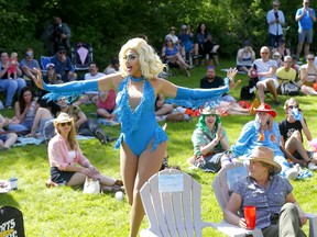 Miss Canada Continental Mona Moore puts on show as she held a Stampede in the Park event with friends in Calgary on Sunday, July 5, 2020.