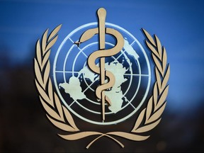 This file photo taken on February 24, 2020 shows the logo of the World Health Organization (WHO) at their headquarters in Geneva.