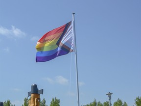 File photo: The Pride flag was raised in Nose Creek Park on Saturday, June 22.