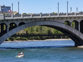 Calgarians enjoy a sunny warm summer day on the Bow River on Saturday, August 22, 2020.