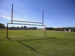 Pictured is the James Fowler High School's sports field on Wednesday, August 26, 2020. Calgary Senior High School Athletic Association has put school sports on hold until further notice on Oct. 1, 2020.
