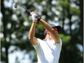 GRAND BLANC, MI - JULY 31: Mike Weir of Canada plays his shot from the 17th tee during the first round of the Ally Challenge presented by McLaren at Warwick Hills Golf & Country Club on July 31, 2020 in Grand Blanc, Michigan.