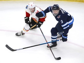 EDMONTON, ALBERTA - AUGUST 04: The Winnipeg Jets and the Calgary Flames start the third period in Game Three of the Western Conference Qualification Round prior to the 2020 NHL Stanley Cup Playoffs at Rogers Place on August 04, 2020 in Edmonton, Alberta.