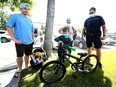 Tanner Lafreniere, 6 yrs, tries out a bike he picked out at the YYC Kids Ride second bike giveaway event on  Saturday, August 8, 2020 at Forest Lawn Community Association.