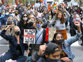 Anti-racism protesters took to Calgary streets in August, demanding that police be defunded.