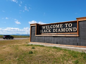 A welcome to Black Diamond sign was photographed on Tuesday, August 25, 2020. Black Diamond and nearby Turner Valley are commencing the final process to amalgamate.