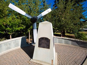 A memorial to a Canadian peacekeeping air crew who were killed after being shot down while on a mission in the Middle East in 1974 had been cleaned up on Monday morning, August 31, 2020. The memorial had been vandalized with graffiti.