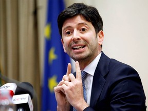 FILE PHOTO: Italian Health Minister Roberto Speranza in Rome, Italy, February 25, 2020.