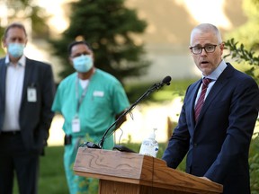 Dr. Andrew Daly speaks about a new investment in cancer care at the Foothills Medical Centre in Calgary on Monday, August 24, 2020.