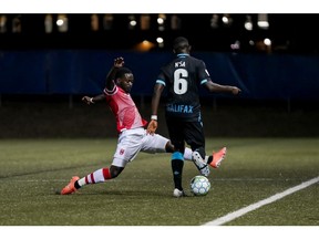 Cavalry FC's Nathan Mavila looks to take the ball during Sunday's action at The Island Games in Charlottetown, P.E.I.