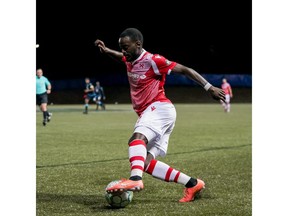 Cavalry FC's Nathan Mavila controls the ball during a recent match with the HFX Wanderers in Charlottetown, P.E.I.