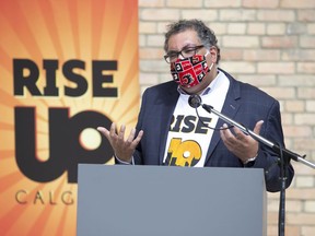 Mayor Naheed Nenshi speaks during the Calgary Rise Up launch announcement on Thursday, August 13, 2020.