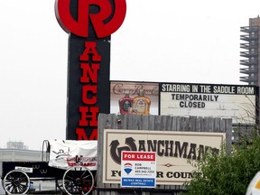 A "For Lease" sign is seen on the iconic Ranchman's Cookhouse and Dancehall along Macleod Trail south. Saturday, September 19, 2020. Brendan Miller/Postmedia