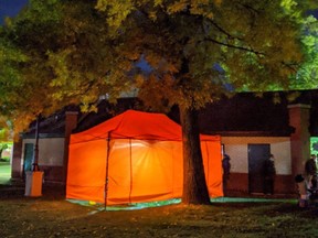 Harm reduction advocates in Lethbridge set up an unsanctioned safe consumption site after the provincial government shut down the city's only sanctioned site. Sept. 26, 2020.