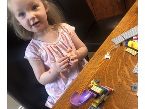 Fenna, the author's granddaughter, has an epiphany "it worked" moment while playing with Lego for the first time.